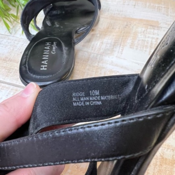 Hannah Womens Ridge Slide Sandals Black Block Heels‎ Slip On Cut Out 10 M - Picture 11 of 12